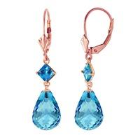 Blue Topaz Briolette Drop Earrings 11.0ctw in 9ct Rose Gold