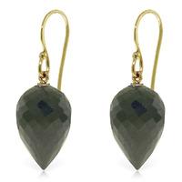 Black Spinel Briolette Drop Earrings 24.5ctw in 9ct Gold