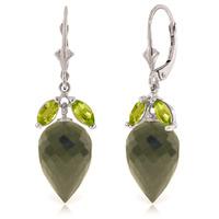 Black Spinel and Peridot Drop Earrings 25.5ctw in 9ct White Gold