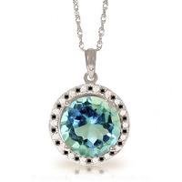 blue topaz and diamond halo pendant necklace 78ct in 9ct white gold