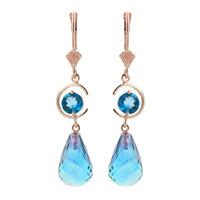 Blue Topaz Briolette Drop Earrings 11.0ctw in 9ct Rose Gold