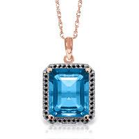 blue topaz and diamond halo pendant necklace 76ct in 9ct rose gold