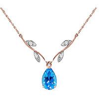 blue topaz and diamond vine branch pendant necklace 15ct in 9ct rose g ...