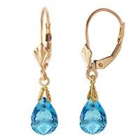 Blue Topaz Droplet Briolette Earrings 4.5ctw in 9ct Gold