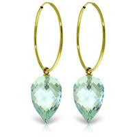 Blue Topaz Briolette Hoop Earrings 22.5ctw in 9ct Gold