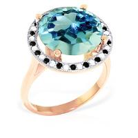 Blue Topaz and Diamond Halo Ring 7.8ct in 9ct Rose Gold