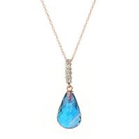 blue topaz and diamond pendant necklace 66ct in 9ct rose gold