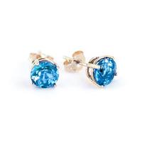 Blue Topaz Stud Earrings 3.1ctw in 9ct Gold