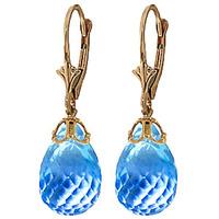 blue topaz crown briolette drop earrings 205ctw in 9ct gold