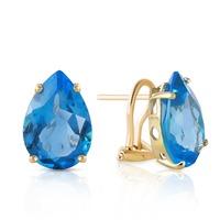 Blue Topaz Droplet Stud Earrings 10.0ctw in 9ct Gold