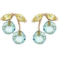blue topaz and peridot cherry drop stud earrings 29ctw in 9ct gold