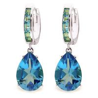 Blue Topaz Droplet Huggie Earrings 13.2ctw in 9ct White Gold