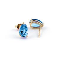 Blue Topaz Stud Earrings 3.15ctw in 9ct Gold