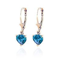 Blue Topaz Heart Drop Earrings 3.25ctw in 9ct Gold