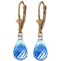 blue topaz and diamond droplet earrings 45ctw in 9ct gold