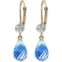 Blue Topaz and Diamond Illusion Drop Earrings 4.5ctw in 9ct Gold