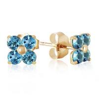 Blue Topaz Clover Stud Earrings 1.15ctw in 9ct Gold