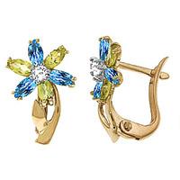 blue topaz diamond and peridot flower petal stud earrings 10ctw in 9ct ...