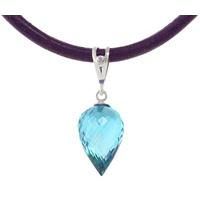 blue topaz and diamond leather pendant necklace 1125ct in 9ct white go ...