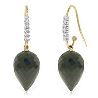 Black Spinel and Diamond Drop Earrings 24.5ctw in 9ct Gold