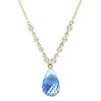 Blue Topaz and Diamond Pendant Necklace 10.5ct in 9ct Gold