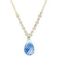 blue topaz and diamond pendant necklace 105ct in 9ct gold