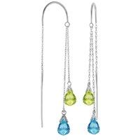 Blue Topaz and Peridot Scintilla Earrings 2.5ctw in 9ct White Gold