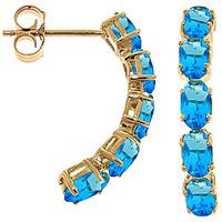 Blue Topaz Linear Stud Earrings 2.5ctw in 9ct Gold