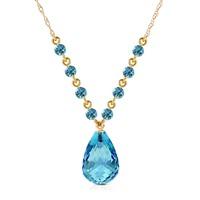 Blue Topaz Briolette Pendant Necklace 11.5ctw in 9ct Gold