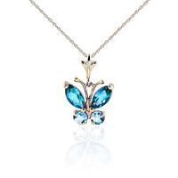 blue topaz butterfly pendant necklace 06ctw in 9ct gold