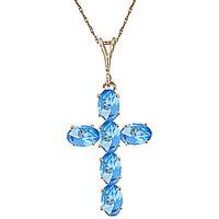 Blue Topaz Rio Cross Pendant Necklace 1.5ctw in 9ct Gold
