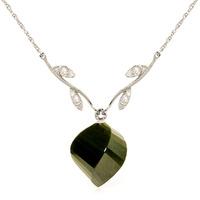 Black Spinel and Diamond Pendant Necklace 15.5ct in 9ct White Gold