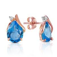 Blue Topaz and Diamond Stud Earrings 5.0ctw in 9ct Rose Gold