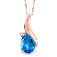 Blue Topaz and Diamond Pendant Necklace 2.5ct in 9ct Rose Gold