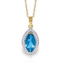 blue topaz and diamond halo pendant necklace 225ct in 9ct gold