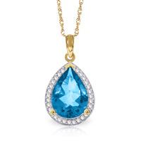 blue topaz and diamond halo pendant necklace 45ct in 9ct gold