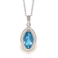 blue topaz and diamond halo pendant necklace 225ct in 9ct white gold