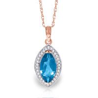 Blue Topaz and Diamond Halo Pendant Necklace 2.25ct in 9ct Rose Gold