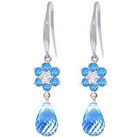 blue topaz and diamond daisy chain drop earrings 545ctw in 9ct white g ...