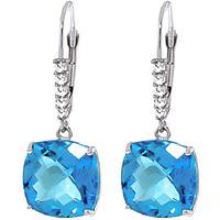 Blue Topaz and Diamond Rococo Drop Earrings 7.2ctw in 9ct White Gold