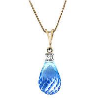 Blue Topaz and Diamond Pendant Necklace 2.25ct in 9ct Gold