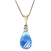 blue topaz and diamond pendant necklace 225ct in 9ct gold