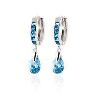 Blue Topaz Huggie Drop Earrings 4.2ctw in 9ct White Gold