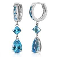 Blue Topaz Droplet Huggie Earrings 5.62ctw in 9ct White Gold