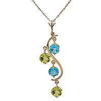 Blue Topaz and Peridot Dream Catcher Pendant Necklace 1.15ctw in 9ct Gold