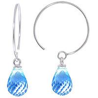 Blue Topaz Eclipse Briolette Circle Wire Earrings 1.35ctw in 9ct White Gold