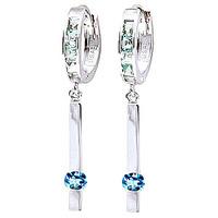 Blue Topaz Bar Drop Earrings 1.35ctw in 9ct White Gold