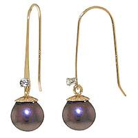 Black Pearl and Diamond Drop Earrings 4.0ctw in 9ct Gold