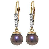Black Pearl and Diamond Drop Earrings 4.0ctw in 9ct Gold