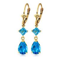 Blue Topaz Droplet Earrings 4.5ctw in 9ct Gold